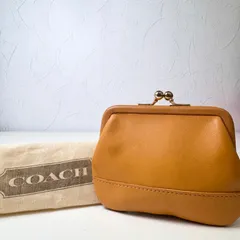 稀少✨Cランク　 COACH　オールドコーチ　コインケース　がま口　財布　小銭入れ　グラブタンレザー　レザー　イエロー　vintage　「14EL」