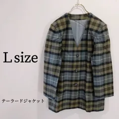 ジャケット コート アウター テーラードジャケット ノーカラーコート ノーカラージャケット チェック柄 レディース コート オーバーサイズ  冬 L