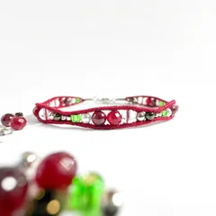 クリスマスの幻想｜ルビー&ガーネット＆水晶の一連ラップブレスレット