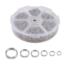 サムコス 二重丸カン 4-10mm 6種 ジャンプリング 金具 基礎パーツ キーホルダー パーツ スプリットキーリング 鉄製 DIY用 クラフト用品 ブレスレット ネックレス (シルバー)
