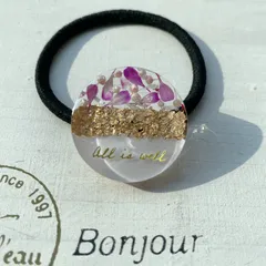 ︎✿  レジン  ドライフラワー  花びら の ヘアゴム（pink） ︎✿