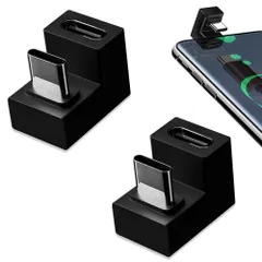 USB Type C U字型 変換アダプター 2個セット type-Cアダプタ Type-C to USB3.1 高速充電 PD充電 データ同期 10Gbps 180度 直角変換 小型 軽量 携帯便利 モバイル機器向け多機能コネクタ ブラック（Type C オ