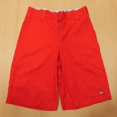 )663★「DICKIES/ディッキーズ」182M40WD13 ワークショーツ ワイドショーツ w30 赤 レッド ハーフパンツ 古着
