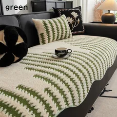 ボーダー ソファーカバー 90cm×210cm 90cm×240cm ブラック レッド グリーン カーキ グレー 黒 赤 緑 モダン お洒落 滑り止め付き シンプル 高級感 シュウベルベット