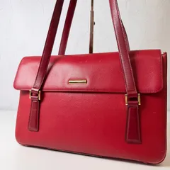 ✨Cランク　BURBERRY　Tote Bag　Nova Check　Leather　Logo Plate　Red　Vintag　「135EL」