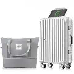 スーツケース Sサイズ アルミ ストッパー付き USBポートドリンクホルダー キャリーケース キャリーバッグ 1日~3日 小型 トートバッグ ハンドバッグ レディース バッグ 手提げ 軽量 大容量 軽い かばん a4バッグ ショルダー 