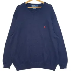 Polo by Ralph Lauren ポロバイラルフローレン 90年代/90’s ヴィンテージ ポニー刺繡 PIMACOTTON ニット セーター ワンポイント刺繡 オーバーサイズ ビッグシルエット China製 3Xサイズ ネイビー