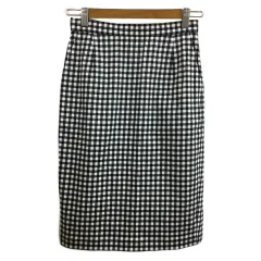 ユナイテッドアローズ UNITED ARROWS スカート タイト ひざ丈 ギンガムチェック スリット 36 黒 白 ブラック ホワイト