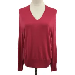 ロペ ROPE セーター ニット プルオーバー Vネック 無地 リブ 長袖 38 ピンク