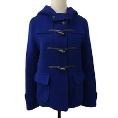 フリークスストア FREAKS STORE コート ダッフル ショート フード ウール 無地 長袖 S 青 ブルー