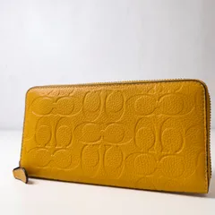 ✨Bランク　 COACH　長財布　ウォレット　ラウンドファスナー　エンボス　イエロー　C1226　「23EL」