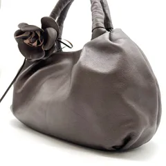 【良品】 Kitamura キタムラ ハンドバッグ トートバッグ 花 レザー 革 ブラウン ユニセックス 男女兼用