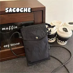 【新品・未使用】【ブラック】サコッシュ スマホポーチ ショルダーバッグ カジュアル ポケット 肩がけポーチ 携帯ケース