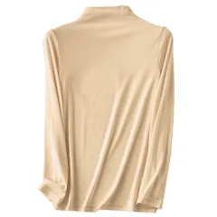 長袖インナー 10分袖 モックネック レディース 重ね着 伸縮性 トップス 薄手 シンプル Tシャツ プルオーバー ハイネック 春 秋 冬 黒 白 茶 rr-023