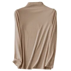 長袖インナー 10分袖 モックネック レディース 重ね着 伸縮性 トップス 薄手 シンプル Tシャツ プルオーバー ハイネック 春 秋 冬 黒 白 茶 rr-023