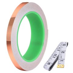 両面導電性銅箔テープ（5mm / 0.2inch x 30m / 98ft）ギターおよびEMIシールド用の厚さ0.05mm、電気修理、1.5m / 16ft測定テープによるはんだ付け