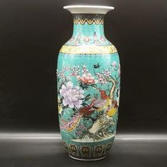 中国 色絵 花瓶 花生 花入 陶磁 粉彩 壺 中国 美術 - メルカリ