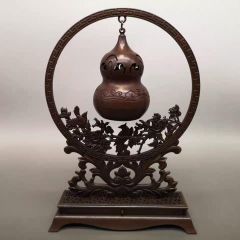 希少 銅製 細密彫刻 馬 ひょうたん型 瓢箪香炉 香炉 香道具 骨董品 共