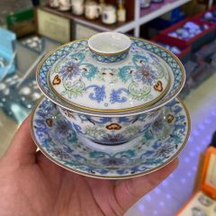未使用品 饕餮紋三才蓋碗 中国茶器 景徳鎮 蓋付き茶器 飲茶食器 - メルカリ