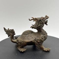 古銅製 龍亀香炉 神獣造形 風水置物 開運招財 インテリア飾り 縁起物