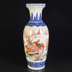 花鳥冬瓜瓶 景徳鎮 陶磁器 装飾品 現代工芸品 美術品 置物 - メルカリ