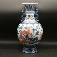 青花龍紋花瓶 景徳鎮 陶磁器 装飾品 現代工芸品 美術品 置物 - メルカリ
