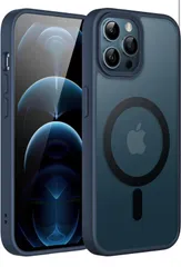 JETech iPhone 12 Pro Max 6.7インチ用 (12ProMax) マグネット ケース MagSafeに対応 半透明のマット背面 薄型 耐衝撃 カバー (ストームブルー)