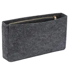 横型 フェルト バッグインバッグ ベージュ 高級バッグ適用 ジッパー付き Sサイズ 小さめ バックインバック 軽量 整理整頓 インナーバッグ 通勤 旅行 Bag in Bag レディース メンズ