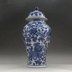清乾隆青花纏枝紋将軍缶 景徳鎮 陶磁器 装飾品 現代工芸品 美術品 置物