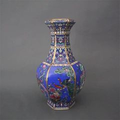 琺瑯彩博古花紋花瓶 景徳鎮 陶磁器 装飾品 現代工芸品 美術品 置物