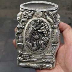 銅 細工 レリーフ龍鳳分酒器 装飾品 工芸品 置物 - メルカリ