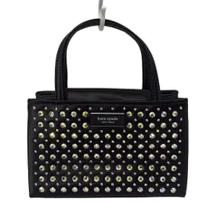 Kate spade(ケイトスペード) トートバッグ美品  サム アイコン クリスタル エンベリッシュド ミニ トート KD005 黒 ラインストーン レザー