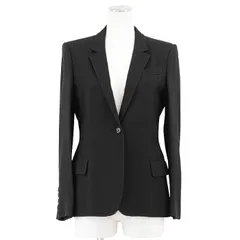 【SALE】GUCCI グッチ テーラードジャケット ノッチドラペル 1B 開き見せ クレープ レーヨン100% ストレッチライニング シグネチャー ロゴ ボタン アウター レディース サイズ 40 ブラック 黒 イタリア製のサムネイル