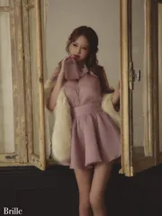 ピンク【2月下旬頃発送予定】　Brille3791 【brille/ブリエ】【ROBE de FLEURS/ローブドフルール】Lune de brille mini dres キャバドレス