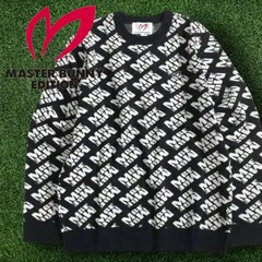 マスターバニー エディション パーリーゲイツ ゴルフ ウール混 ジャガード MBE総ロゴ 総柄 クルーネック 長袖 ニットプルオーバー セーター ゴルフウェア 758-3170005 定価3.3万 ブラック ホワイト ▲050▼51111w01