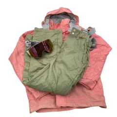 186001 現状品 ウィンタースポーツウェア ピンク カーキ ホワイト スノーウェアセット 3点 まとめ売り 7サイズ 身長152-158cm ナイロン/ポリエステル