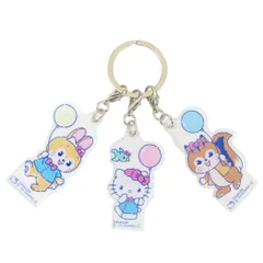 【メール便】クッピーラムネxサンリオキャラクターズ キーリング 3連アクリルキーホルダー クッピーラムネxハローキティ サンリオ マリモクラフト 3チャーム アクキー キャラクター グッズ 