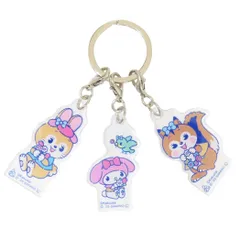 【メール便】クッピーラムネxサンリオキャラクターズ キーリング 3連アクリルキーホルダー クッピーラムネxマイメロディ サンリオ マリモクラフト 3チャーム アクキー キャラクター グッズ 