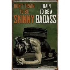 新品 フィットネス 筋トレ MOTIVATION ブリキ看板 TRAIN TO BE A BADASS レトロ ジム インテリア 壁飾り ビンテージ 雑貨
