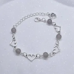 グレー ハート ビーズ ブレスレット