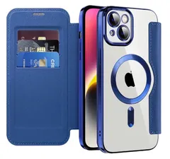 iPhone 13 用 ケース 手帳型 Magsafe対応 クリア 背面 透明 高級なPUレザー 永久磁石 マグネット スマホケース カード収納