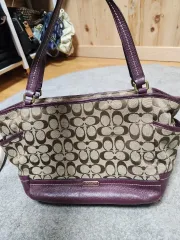 COACH コーチ F23297 シグネチャー(cignature) トートバッグ PURPLE パープル ブラウン ショル ダーバッグ