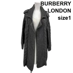 ■ バーバリー BURBERRY LONDON カーディガン アウター コート ロング ニット 前開き 長袖 上着 グレー 毛100％ 1 M レディース S5X272