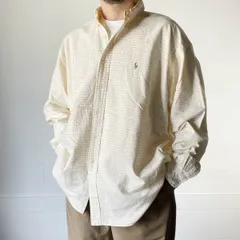 90s ラルフローレン BLAKE ボタンダウン チェック柄 長袖シャツ XXL 白×黄色系 ビッグサイズ ビンテージ Polo ポロ D149-14-0006XVW