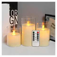 キャンドルライト ろうそく型ledライト 暖色光 火を使わない 揺らぐ炎 安全 省エネ 専用リモコン付き 3点セット おしゃれ 癒し クリスマス 誕生日 パーティー プレゼント 飾り (ホワイト 揺らぐ)