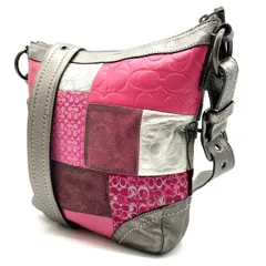 【良品】 COACH Y2K signature patchwork canvas leather shoulder bag unisex コーチ ハンドバッグ  トートバッグ ショルダーバッグ
