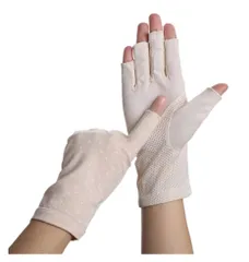 ふく福 レディース 指なし 手袋 レディース ショート グローブ 綿 スマホ手袋 UVカット 日焼け止め手袋 紫外線対策 薄型 伸縮性 滑止め付 女性 運転 自転車 通勤 通学 アウトドア ドライビング用 春夏