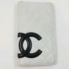 【中古】シャネル カンボンライン 長財布 A26717 ホワイト×ブラック