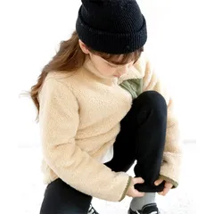 Bee【♪クーポン利用で20％OFF♪】裏起毛無地レギンス◇ブラック◇韓国子供服 韓国子ども服 韓国こども服 キッズ 女の子 男の子 ストレッチ 伸縮性 10分丈 100 110 120 130 140 150