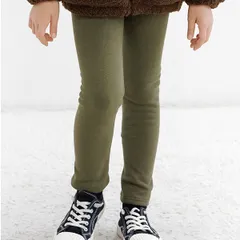 Bee【♪クーポン利用で20％OFF♪】裏起毛無地レギンス◇ブラウンカーキ◇韓国子供服 韓国子ども服 韓国こども服 キッズ 女の子 男の子 ストレッチ 伸縮性 10分丈 100 110 120 130 140 150